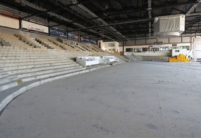 Die Baustelle im Inneren der Halle Foto: Christine Vincon